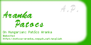 aranka patocs business card